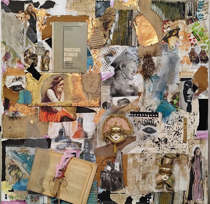 סילבנה שפר | Sylvana Shefer - Collage on canvas, 100 by 100 cm