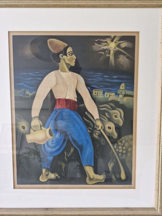 ליטוגרפיה,  חתומה, ממוספרת וממוסגרת 52 על 42 ס"מ | Nahum Gutman  נחום גוטמן