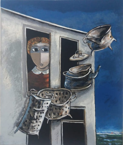 יוסל ברגנר, ליטוגרפיה הדפס משי, גודל הדפסה 60 על 50 ס"מ. גילון 80 על 58 ס"מ. חתום וממוספר | Yosl Bergner