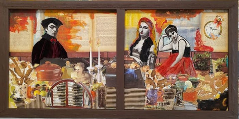 סילבנה שפר | Sylvana Shefer - Collage on canvas, 60 by 120 cm