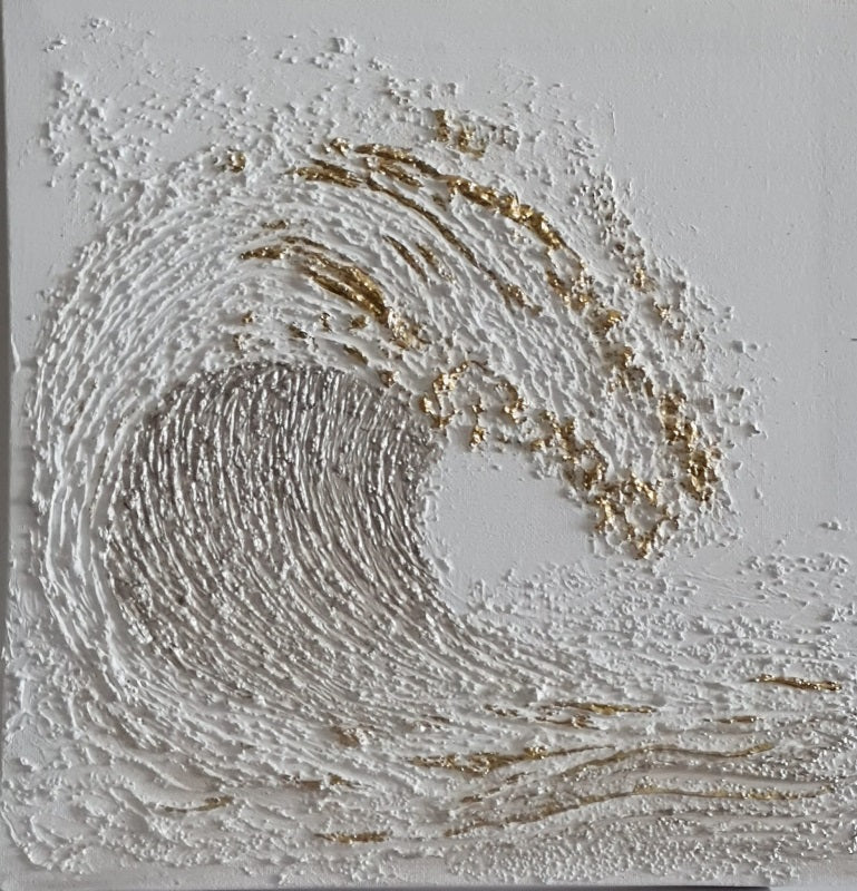 אולגה קוגן | Olga Cogan, Texture, acrylic paint with gold touches on canvas, 30 by 30 cm