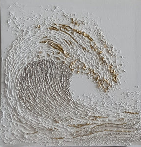 אולגה קוגן | Olga Cogan, Texture, acrylic paint with gold touches on canvas, 30 by 30 cm