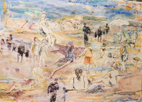 מרים סיגל- דרליך  | Miriam Sigal- Derlich, Drawing with nail ink and acrylic on canvas 60 by 80 cm