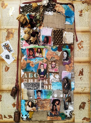 סילבנה שפר | Sylvana Shefer - Collage on plywood, 80 by 60 cm