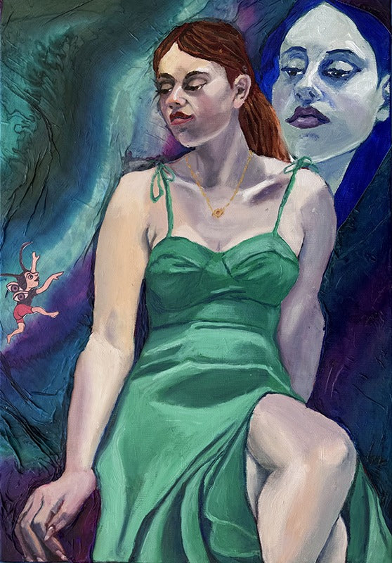 חוה אפשטיין | Chava Epstein, Oil, paper and fabric scraps on canvas, 60 by 40 cm