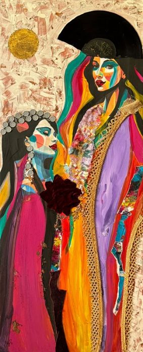 סילבנה שפר | Sylvana Shefer - Collage on canvas, 120 by 50 cm