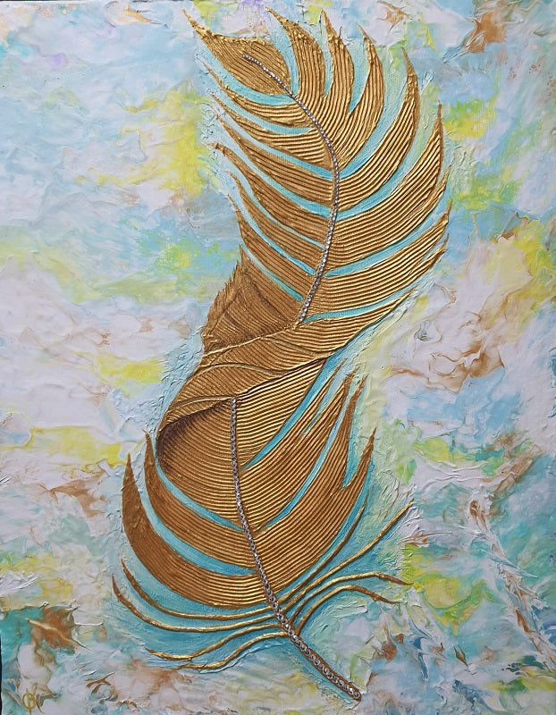 אולגה קוגן | Olga Cogan, Acrylic and texture on canvas, with added glass rhinestones, 50 by 40 cm