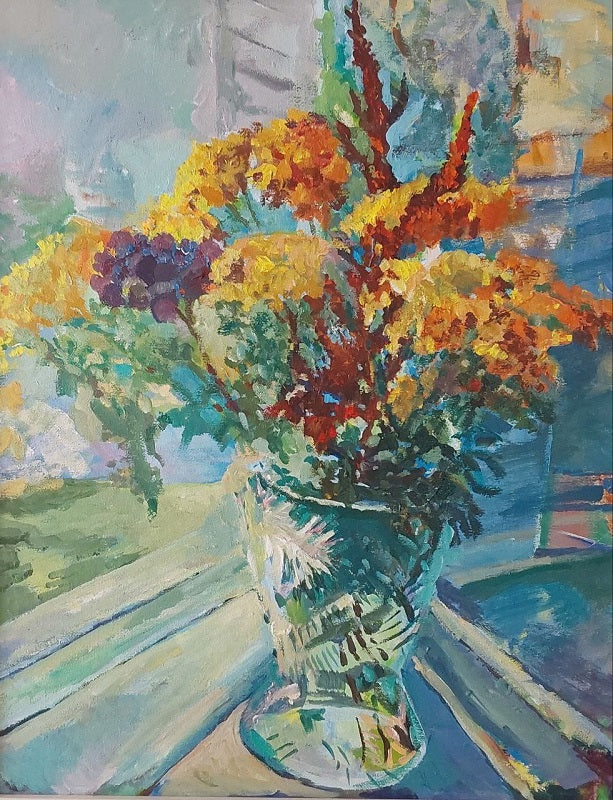 ילנה מקונוביטסקי |  Elena Makonovitsky,  Acrylic on canvas mounted on cardboard, 50 by 40 cm