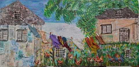 סילבנה שפר | Sylvana Shefer - Collage on canvas, 70 by 140 cm