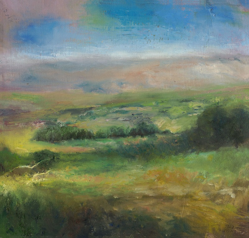 אילת פולק | Ayelet Polak, Earth and Sky, oil on canvas, 40 by 40 cm
