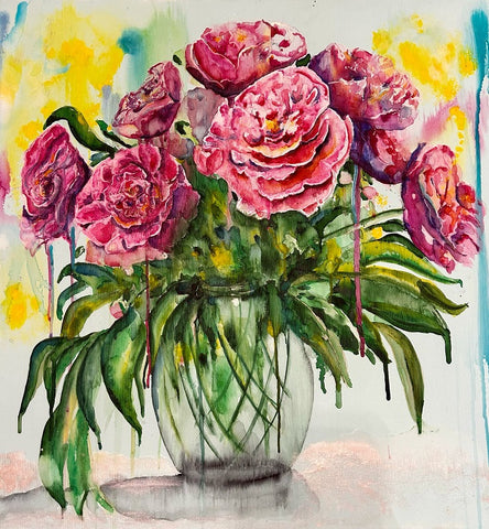 חופית גלב | Hofit Gelb, aquarelle on canvas, 70 by 70 cm