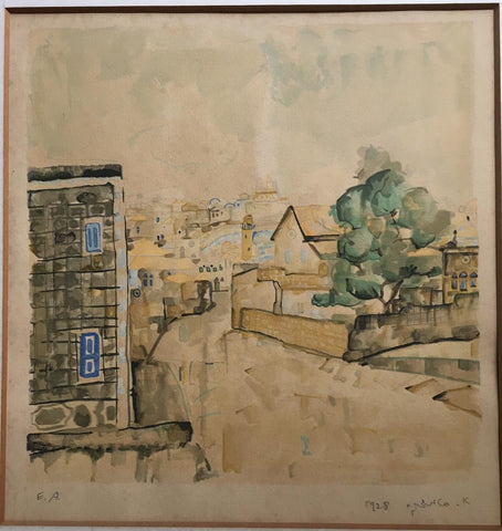 1928  ,EA, ממוסגר ,אביגדור סטמצקי. ליטוגרפיה, 49 על 47 ס"מ. חתום