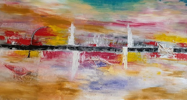 Adi kfir - Yellow Mint Art, Acrylic  on canvas, 100 by 200 cm | ציור מקורי