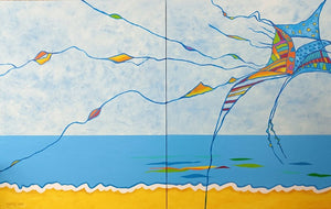 משה פאיאנס | Moshe Fayans , acrylic on canvas, 100 by 160 cm