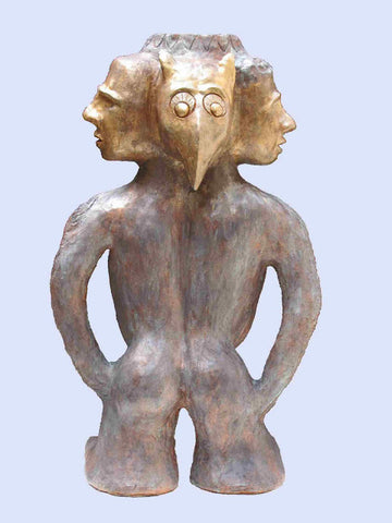 דוד גומא | David Gome, clay and acrylic sculpture, Height 49 cm
