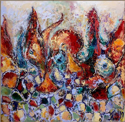 Malka Tsentsiper, Acrylic on canvas, 130 by 130 cm