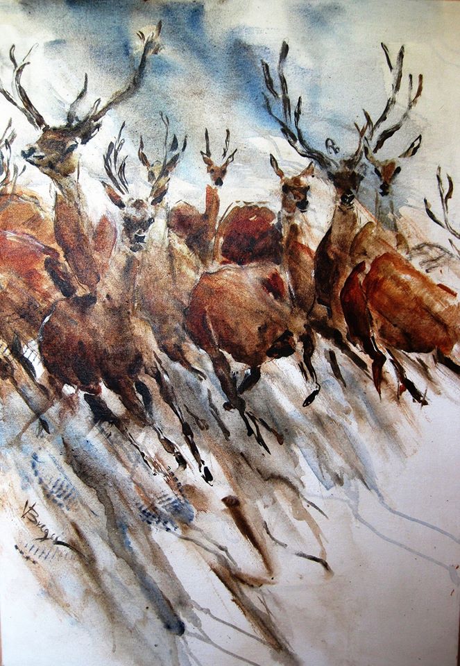 Varda Breger, Mixed technique on paper, 100  by 70 cm. Signed
