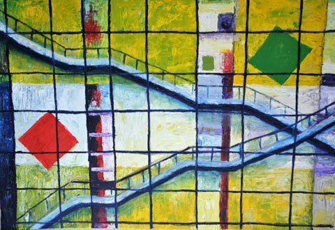 Esti Glazer, Layers of oil paint on paper pinned to plywood, 70 by 100 cm