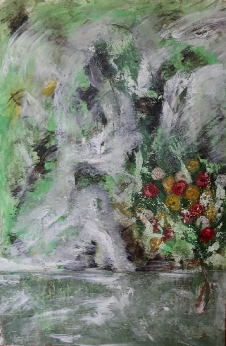Faris Hamdan, mixed technique, oil and acrylic on canvas, 120 by 80 cm