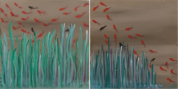 Edit Alfasi, acrylic on canvas, 30 by 30 cm X 2