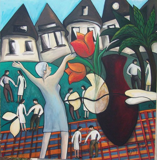 דבורה אזולאי | Dvora Azoulay, Acrylic on canvas, 100 by 100 cm