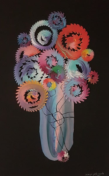 Eduard Almashe, solid color collage, superacrylic on canvas, 60 by 40 cm