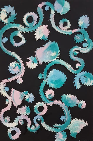 Eduard Almashe, solid color collage,  superacrylic on canvas, 60 by 40 cm