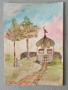 נעמי עוז ברקוביץ | Nomi Berkowiz, Watercolor and ink on cardboard , 30 by 21 cm