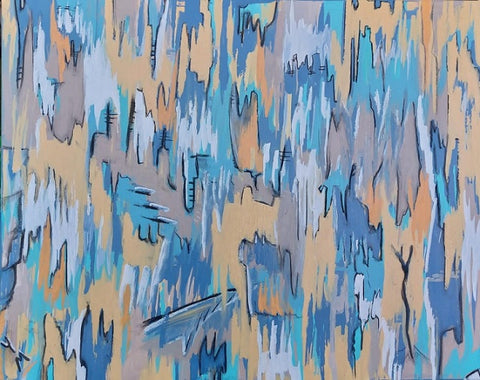 עדי כפיר | Adi kfir - Yellow Mint Art, Acrylic and sea sand on canvas, 80 by 100 cm | ציור מקורי