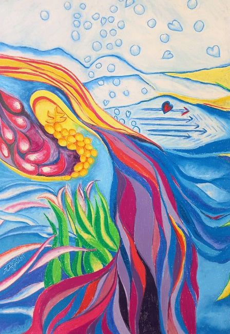 Moshe Fayans, panda colors on paper, 100 by 70 cm