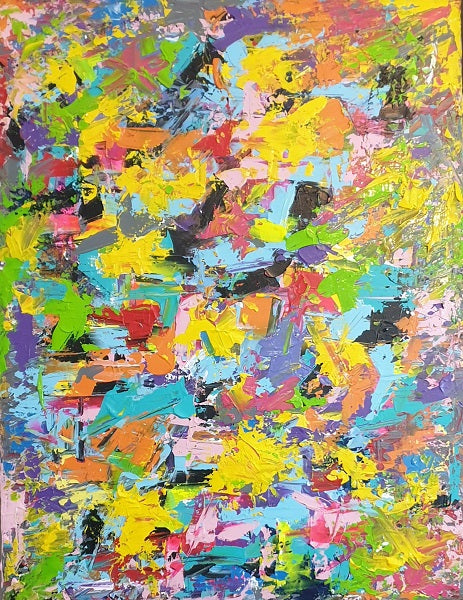 עדי כפיר | Adi kfir - Yellow Mint Art, Acrylic on canvas, 90 by 70 cm | ציור מקורי