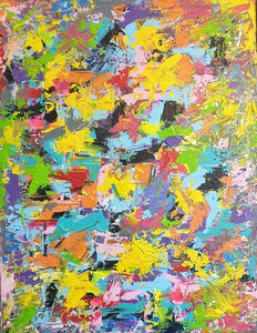 עדי כפיר | Adi kfir - Yellow Mint Art, Acrylic on canvas, 90 by 70 cm | ציור מקורי