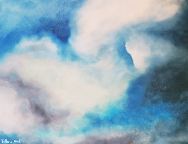 עדי כפיר | Adi kfir - Yellow Mint Art, Oil on canvas, 70 by 100 cm | ציור מקורי