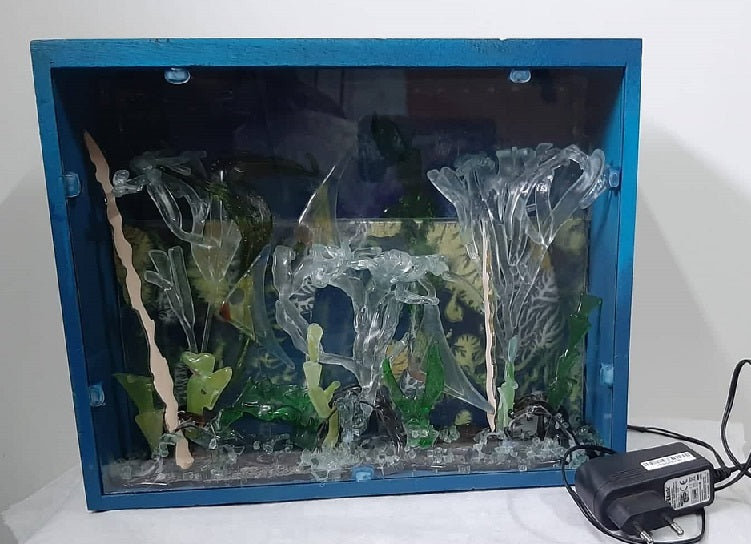 עדינה דולב | Adina Dolev, glass sculpture, aquarium, width 33 cm, depth 12.5 cm, height 26 cm