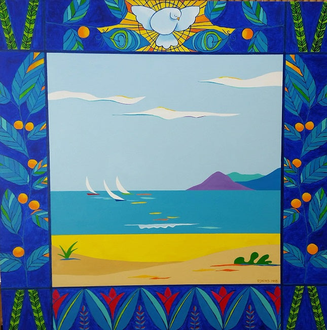Moshe Fayans, acrylic on canvas, 120 by 120 cm
