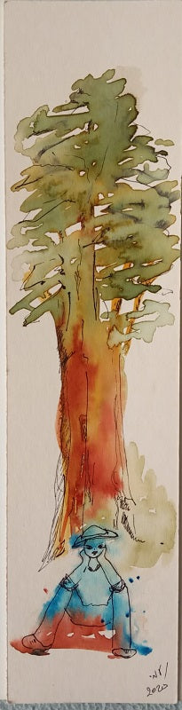 נעמי עוז ברקוביץ | Nomi Berkowiz, Watercolor and ink on cardboard , 42 by 10.5 cm