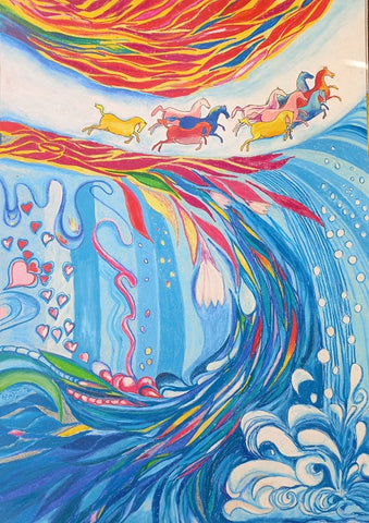 Moshe Fayans, panda colors on paper, 100 by 70 cm