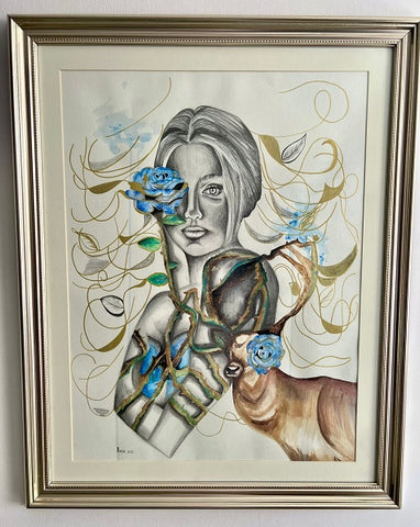 רוזי אטיה אליהו | Rosie Atiya Eliyahu,  sketching pencils and watercolors on paper, 80 by 70 cm,  framed