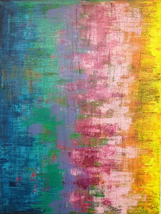 Adi kfir - Yellow Mint Art, Acrylic on canvas, 90 by 70 cm | ציור מקורי