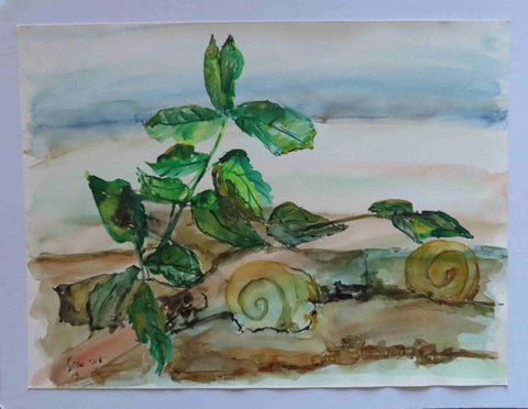 דבי אשל | Debbie Eshel, aquarelle on paper, attached to cardboard, 36 by 48 cm