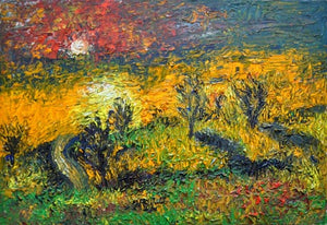 Esti Glazer, Layers of oil paint on paper pinned to plywood, 23 by 33 cm