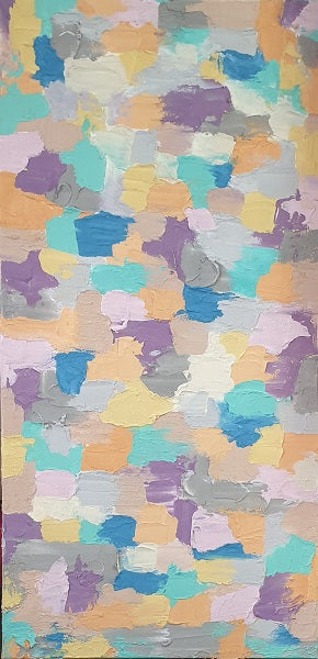 Adi kfir - Yellow Mint Art, Acrylic and sea sand on canvas, 100 by 50 cm | ציור מקורי