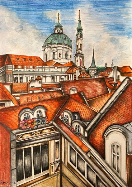 Rosie Atiya Eliyahu, sketching pencils and water pencils on paper, 50 by 35 cm,