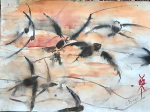 Varda Breger, Mixed technique on paper, 50 by 70 cm. Signed
