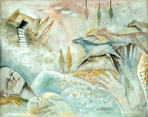דבורה אזולאי | Dvora Azoulay, Acrylic on masonite, 78 by 97 cm
